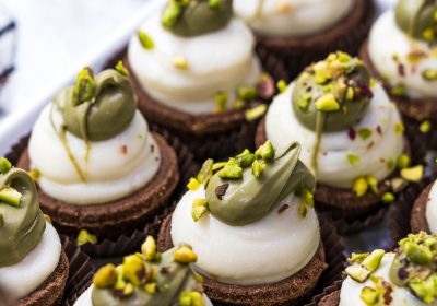 Close-up traditional Sicilian pastry chocolate and pistachio Close-up traditional Sicilian pastry chocolate and pistachio