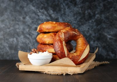 Concept of tasty food – bagel, tasty bakery products Concept of tasty food - bagel, tasty bakery products